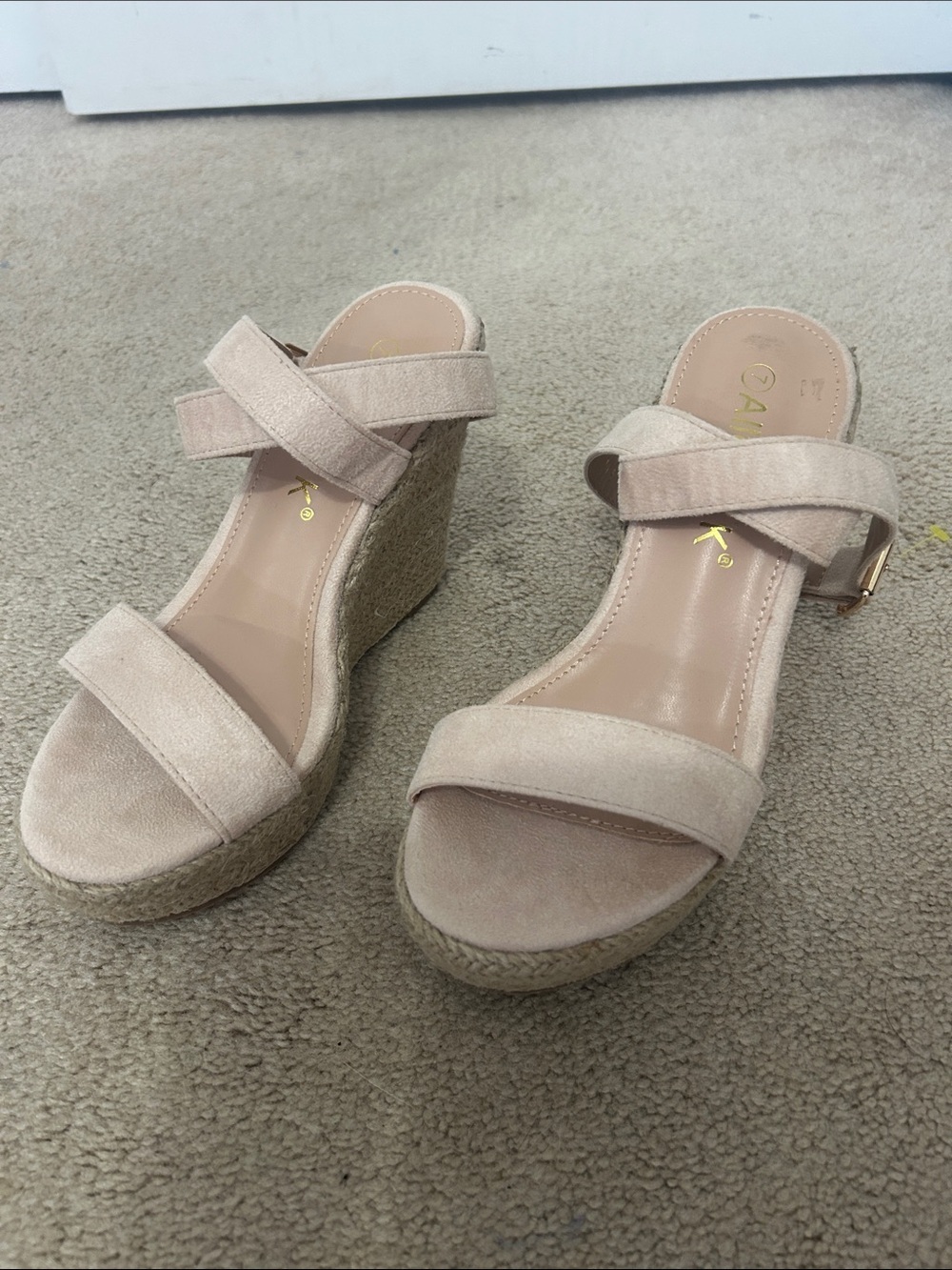 Allegra K Suede Espadrille Wedge Chunky Sandals size 7 beige NWT platform sandal